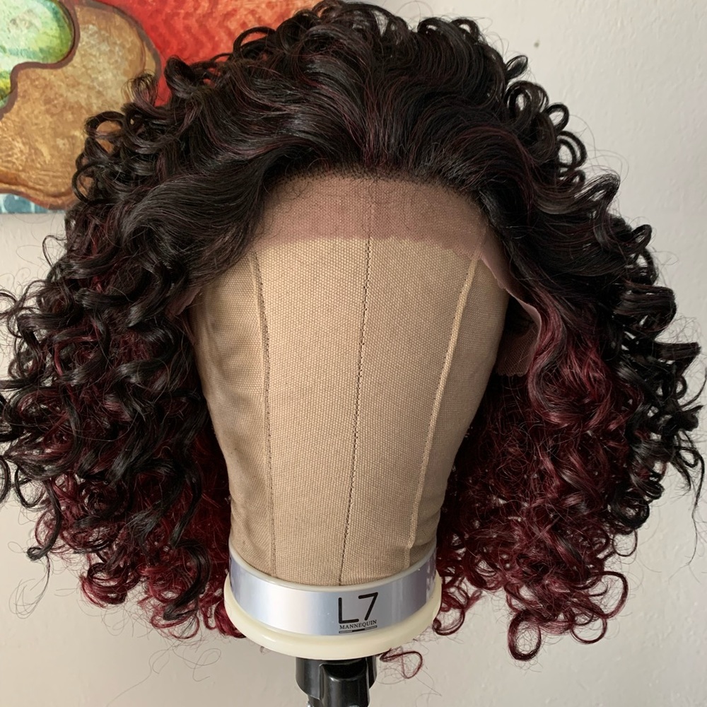 Short curly lace front wig
